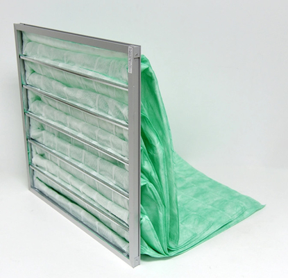 F8 Fiberglass Pocket Type Air Filters , Galvanized Air Conditioning Bag Filter