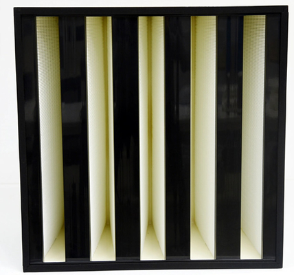 H13 Mini Pleat V Bank Filter Fiberglass Media For Semiconductor