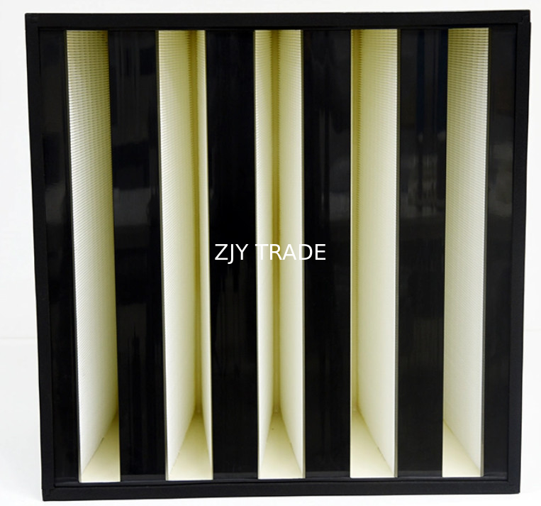 H13 Mini Pleat V Bank Filter Fiberglass Media For Semiconductor